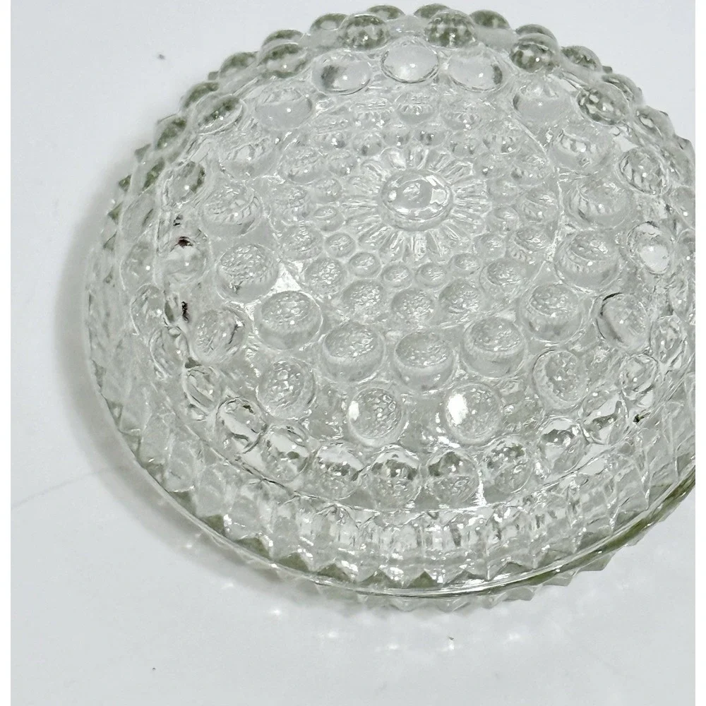 VTG Clear‎ Glass Hobnail Trinket Box W/ Lid Cottagecore Decor Jewelry Holder